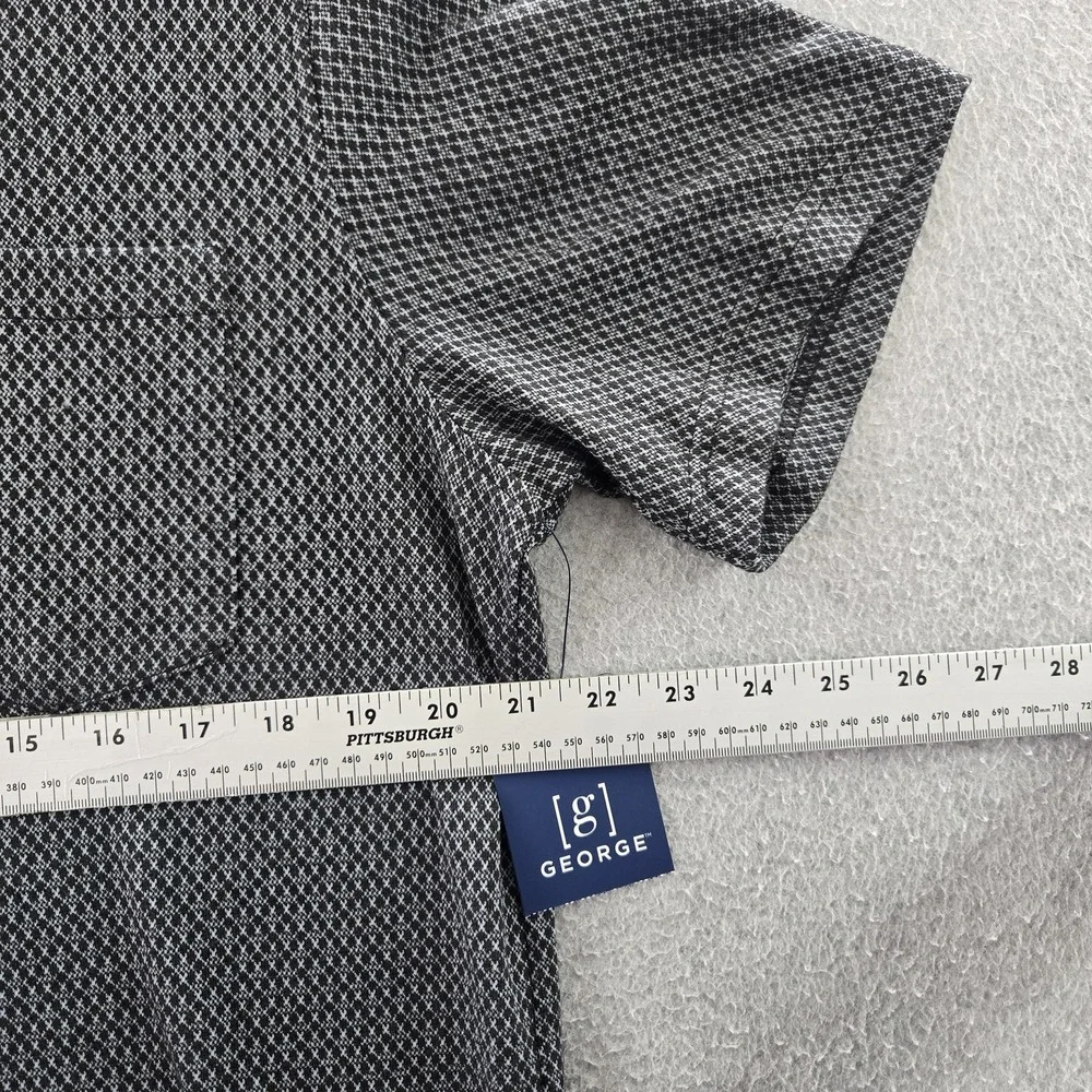 George Men Polo‎ M (38-40) Black Geometric Button Short Sleeve NWT
